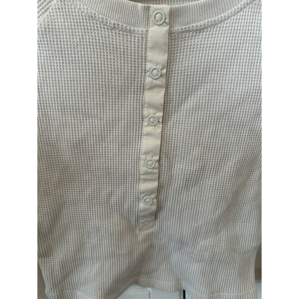 Good American Bone091  Women's Sleeve  Crop Top Size 2 Beige - Picture 4 of 5